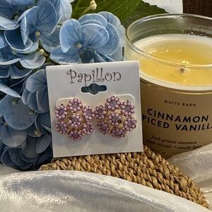 Papillon Blanc Lavender Floral Earrings